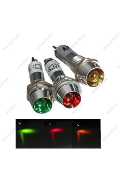 Gösterge Uyarı Işığı Kırmızı Ledli 12v Metal 8mm - Görsel 3