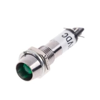 Gösterge Uyarı Işığı Yeşil Ledli 12v Metal 8mm