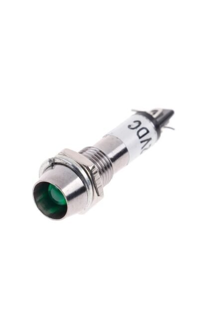 Gösterge Uyarı Işığı Yeşil Ledli 12v Metal 8mm