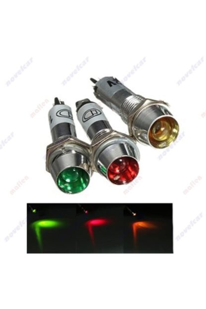 Gösterge Uyarı Işığı Yeşil Ledli 12v Metal 8mm - Görsel 3