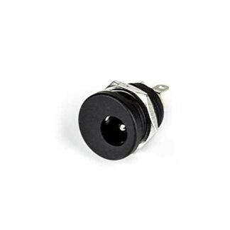 Dişi Adaptör Jack Jak Yuva Vidalı Somunlu Siyah 2,1mm
