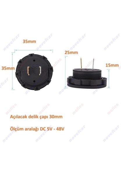 Dc Voltmetre 5v-48v Ledli Rakamlar Mavi - Görsel 2