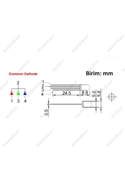 5mm Led Dar Açı 4pin Bacak Rgb - Görsel 5