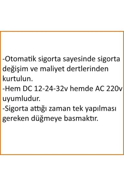 10 Amper Otomatik Resetli Sigorta Şalter 12v-24v-220v Destekli - Görsel 5