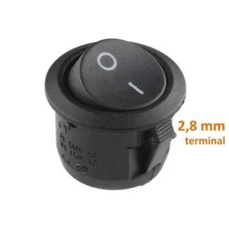 Aç/kapa 1/0 Çıtçıt Siyah Mini Yuvarlak Anahtar Tip19