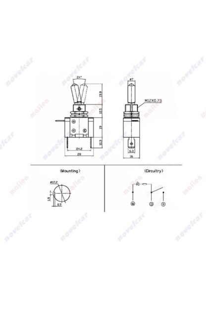 Aç/kapa Led Işık Metal Toggle Anahtar 20amper Tip25 - Görsel 3