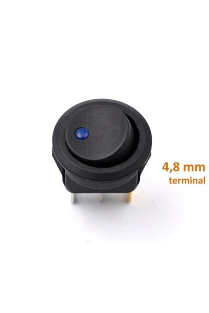 Anahtar Yuvarlak Orta 12v Işıklı Mavi Yuv.led Tip33