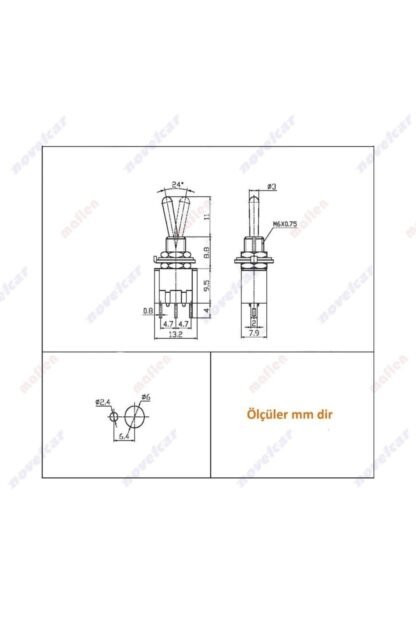 Aç/kapa 3 Konum 1/0/1 Mini Toggle Metal 6mm Tip52 - Görsel 6