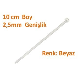 Cırt Kelepçe Kablo Bağı 2,5mm X 10cmboy Beyaz