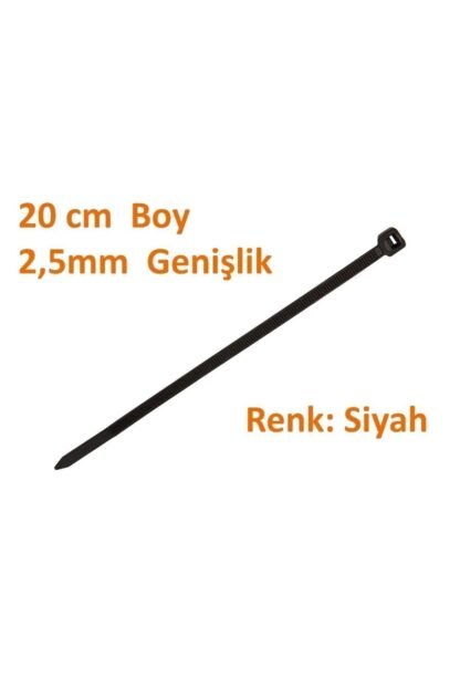 Cırt Kelepçe Kablo Bağı 2,5mm X 20cmboy Siyah - Görsel 2