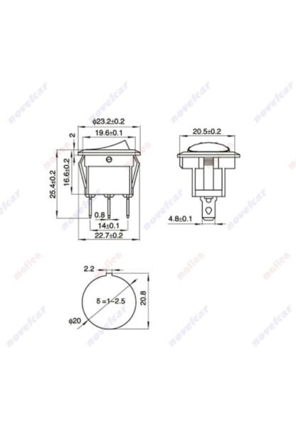 Anahtar Yuvarlak Orta 12v Işıklı Sarı Yuv.led Tip55 - Görsel 5