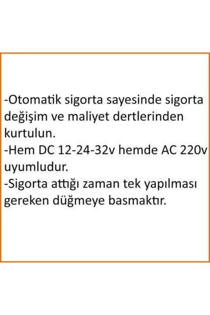 12 Amper Otomatik Resetli Sigorta Şalter 12v-24v-220v - Görsel 5